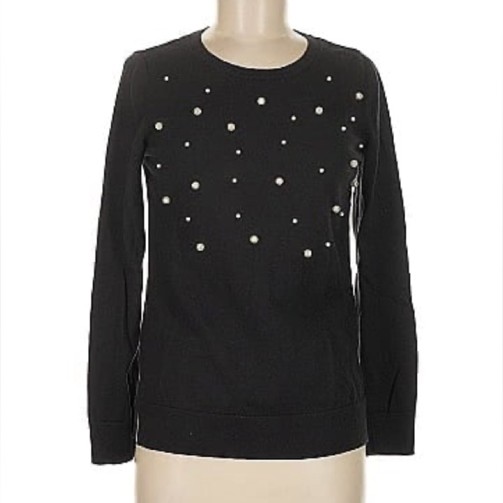 Black Sweater Shirt with Pearl Embellishments - Picture 10 of 10